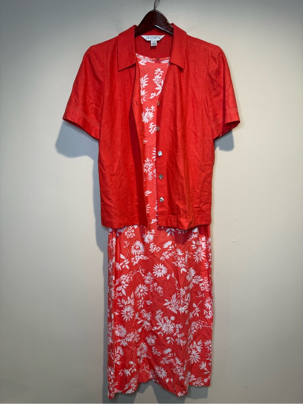 90s Vintage linen rayon summer dress & blouse Size 6 Casual Corner Annex